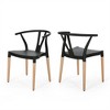 SKRAN Dining Chair Set of 2, Modern Plastic Dining Chair Open Back with Beech Wood Legs, Armless Chair for Dining Room and Kitchen, Black - 2 of 4