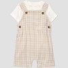 Carter's Just One You®️ Baby Boys' Gingham Shortalls - Brown - 2 of 4