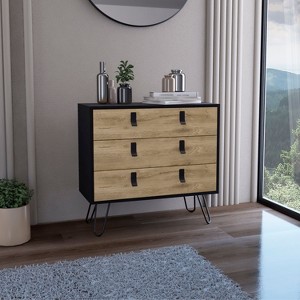Okak Modern Design 3-Drawer Bedroom Dressers with Metal Hairpin Legs, Wooden Storage Cabinet,Chest of Drawers for Bedroom,Entryway - 1 of 4