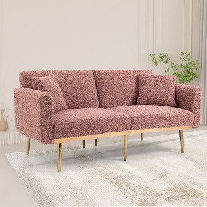 CAVINAS Loveseat Sofa with Metal Feet, Modern Convertible Sofa, Vintage Accent Sofa, Upholstered Sofa Couch for Living Room - 1 of 4
