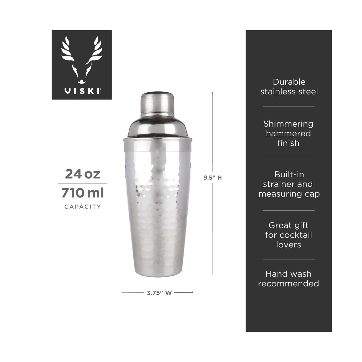 Viski Admiral Cocktail Shaker - Stainless Steel - thumbnail 3