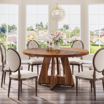 47-Inch Brown Wood Round Farmhouse Dining Table