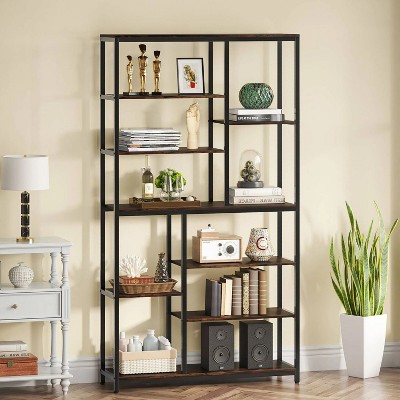 Hommoo 79" Tall Bookshelf, 8-Tier Staggered Bookcase Shelving Unit