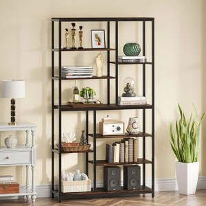 Hommoo 79" Tall Bookshelf, 8-Tier Staggered Bookcase Shelving Unit - 1 of 4