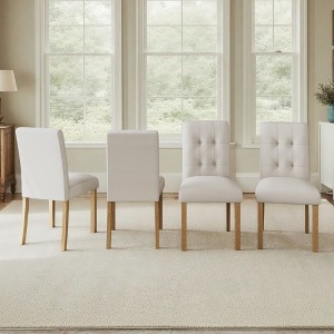 Set of 4 Dining Chair Upholstered Wooden Dinner Chair Armless Chairs with Padded Seat & Curved Backrest - Modernluxe - 1 of 4