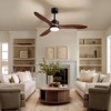 Ludomide 52" Wood Ceiling Fan with Lights and Remote, Modern Black Dimmable Chandelier Fan Light Kit for Bedroom Living Room - 2 of 4