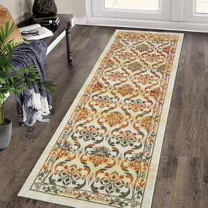 Area Rug Washable Rug, Modern Floral Area Rug Indoor, Non Slip Living Room Rug, Low Pile Foldable Thin Rug for Dining Room Home Office Dorm - 1 of 4