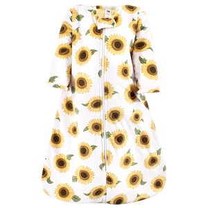 Hudson Baby Infant Girl Long Sleeve Plush Faux Fur Sleeping Bag, Wearable Blanket, Sunflower - 1 of 2