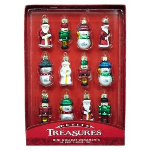 Kurt Adler Petite Treasure's Miniature Glass Ornaments, 12-Piece Box Set - 1 of 4
