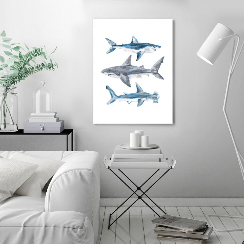 Americanflat Animal Minimalist Painted Shark Trio 1 By Jetty Home Wrapped Canvas, 3 of 9