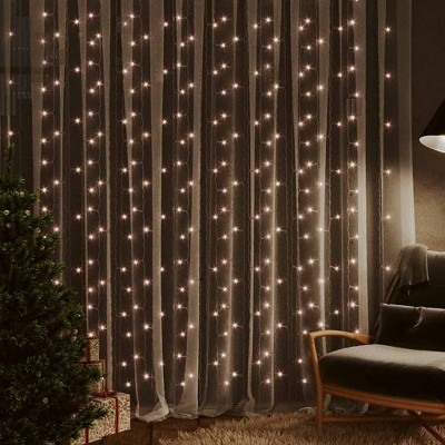 vidaXL LED Curtain Fairy Lights 9.8'x9.8' 300 LED Warm White 8 Function