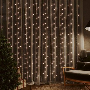 vidaXL LED Curtain Fairy Lights 9.8'x9.8' 300 LED Warm White 8 Function - 1 of 4