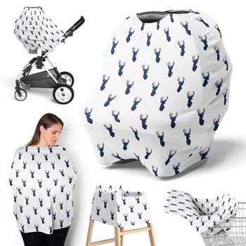 Sweet Jojo Designs Boy 5-in-1 Multi Use Baby Nursing Cover Stag Blue and White