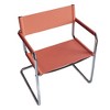 HomeRoots 23" Silver And Terra Cotta Leather and Stainless Steel Arm Chair - 4 of 4