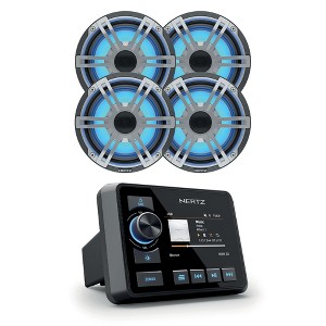 Hertz HMR 20 Marine Digital Media Receiver with 2 Pairs HEX 6.5 S-LD-G 6.5" 4-Ohm Marine Coax Set with RGB LEDs - 1 of 4