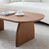 47" Oval Mid-Century Coffee Table Solid Wood Veneer Walnut Accent Small Space Easy Assembly - 4 of 4