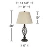 Franklin Iron Works Annie Modern Industrial Table Lamps 28" Tall Set of 2 Iron Bronze Ivory Linen Shades for Bedroom Living Room Bedside Nightstand - 4 of 4