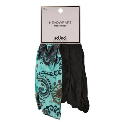 scunci Printed and Solid Hosiery Headwraps - 2pk