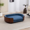 TIRAMISUBEST Scandinavian Elevated Dog Bed Pet Sofa Solid Wood Legs Walnut Bent Back Velvet Cushion Large Size Off Ground Washable - 4 of 4
