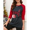 Womens Merry Christmas Sweatshirts Cute Long Sleeve T Shirt Raglan Baseball Pullover Top - 2 of 4
