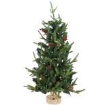 Sunnydaze Natural Noel Pre-Lit Artificial Christmas Tree - 3' H - Green