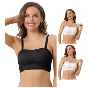 INSPIRE CHIC Women's Strapless Breathable Wirefree Adjustable Straps Push-up Removable Pad Bralettes 3 Packs - 1 of 4