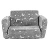 Angel Sar Glow-in-the-Dark Kids Foldable Sofa Bed, All-Sponge Single Chaise Lounge with Star & Moon Flannel, Light Grey 2-in-1 Sleeper - 2 of 4
