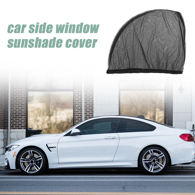 Unique Bargains Sun Shade Car Side Window Cover Rear Breathable Mesh Anti-UV Protect Sunshade Curtain Universal 23.62"x19.69" Black 1 Pair, 2 of 7