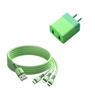 Multitasky - 1-Meter Turbo Fast-Charging Charger with 3-Port Cord - Lightning, Type-C, Micro USB