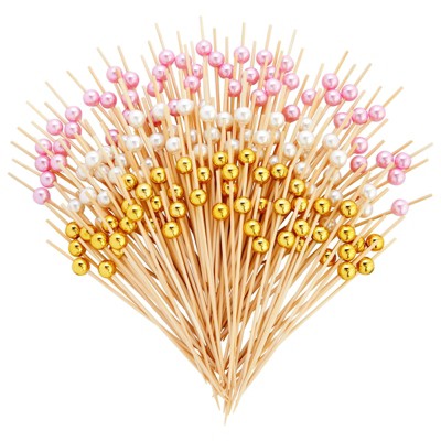 Okuna Outpost 150 Pack Bamboo Toothpicks, 3 Colors Cocktail Picks For ...