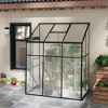 Resenkos 6' x 4' Walk-in Polycarbonate Greenhouse, Lean-to Aluminum Green House with Rain Gutter and Foundation, Black - 2 of 4