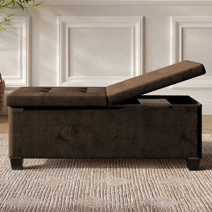 StorageBud Storage Ottoman for Bedroom End of Bed, Velvet Storage Bench, Large Storage Ottoman Bench, Entryway Bench with Storage - 1 of 4
