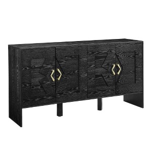 Lyngins Sideboard Buffet Cabinets with Metal Handles,Wood Legs,Diamond Geometric Pattern Coffee Bar Cabinets,Credenzas for Kitchen,Entryway - 1 of 4