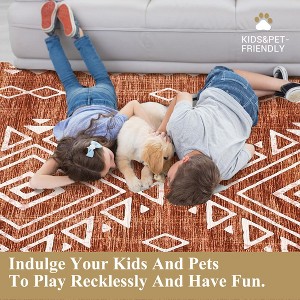 Faux Wool Modern Bohemian  Printed Area Rug Low Pile Non Slip Non Shedding Pet Friendly Machine Washable Carpet Perfect for Home Decoration - 1 of 4