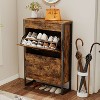 KTMBDW Rustic Shoe Cabinet with Flip Drawers, Narrow Shoe Cabinet with Metal Legs & Handles for Entryway, Hallway, Organizer - 4 of 4