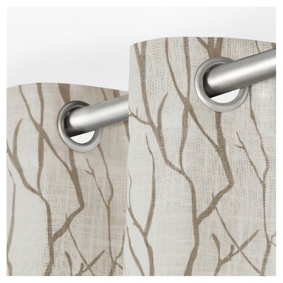 Oakdale Taupe Light-Filtering Polyester Linen Grommet Curtains, 54"x96"