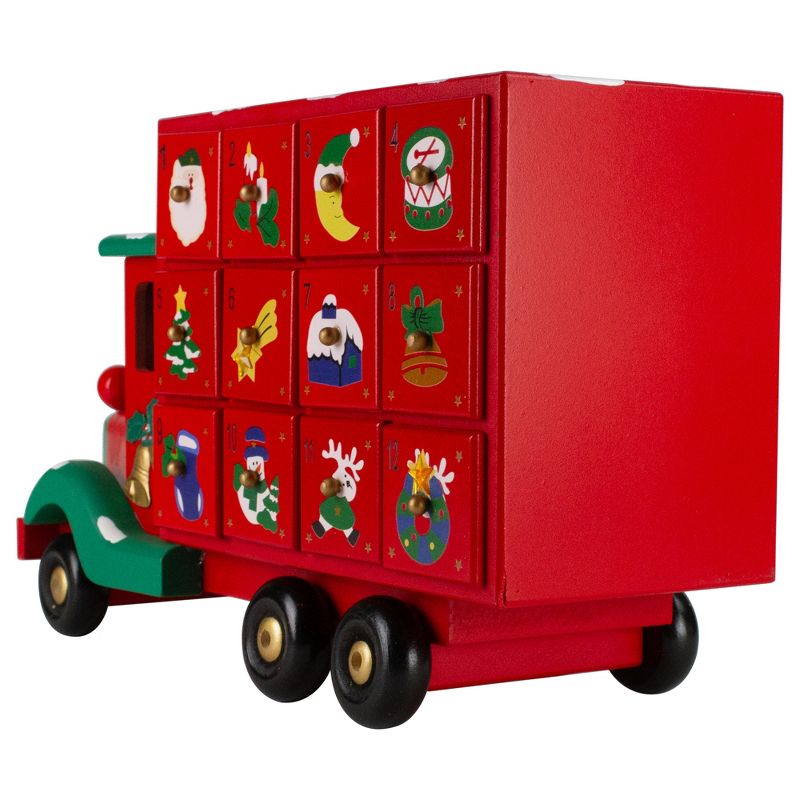 Northlight 14" Red Advent Calendar Storage Truck Christmas Decoration, 4 of 5