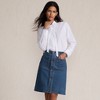 Lands' End Women's Soft Denim Mid Rise Button Through Mini Skirt - 4 of 4