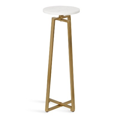White Marble and Gold Metal Round Drink Table