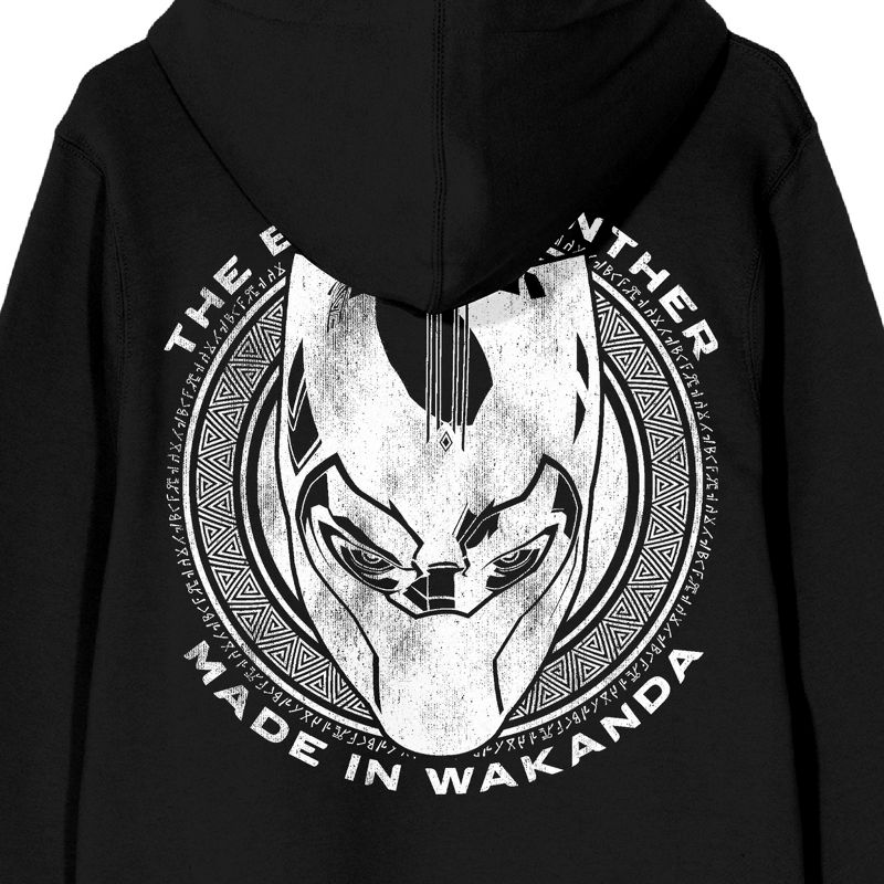 Black Panther Made In Wakanda Long Sleeve Black Adult Pullover Hoodie, 3 of 5