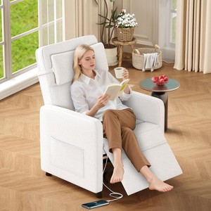 Recliner Chair with Massage & Heat - Adjustable Living Room Reclining Sofa with USB Port & Side Pockets - 1 of 4
