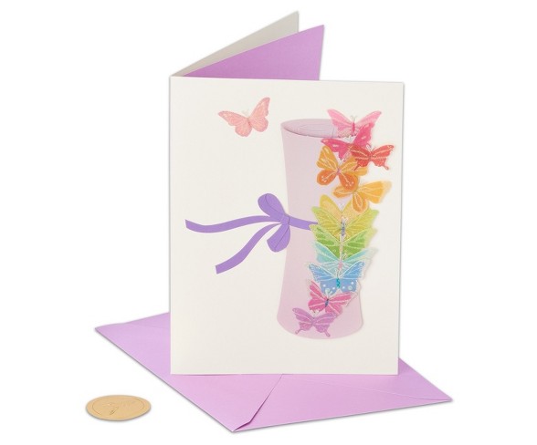 Papyrus Butterflies and Diploma Graduation Card with Glitter