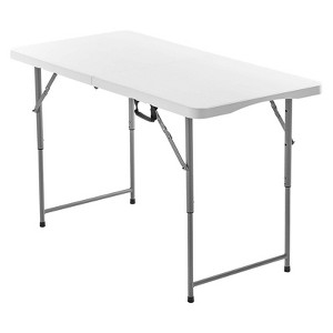 VEVOR Folding Table, 4 Ft Heavy Duty Portable Fold-in-Half Utility Table, Indoor Outdoor Plastic Rectangle Table with Adjustable Height, White - 1 of 4