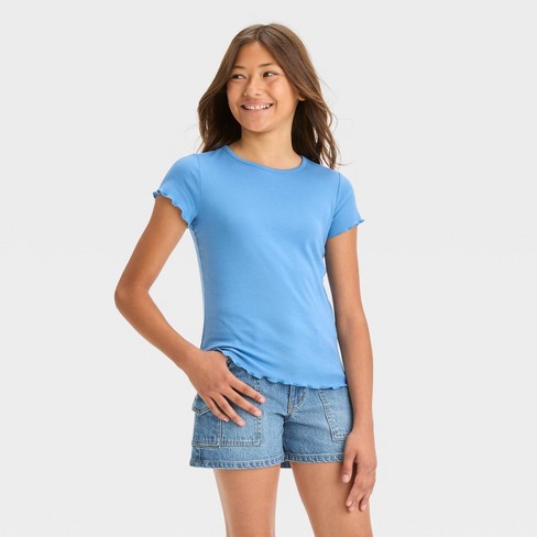 Rib seamfree short sleeve t-shirt green - TEEN GIRLS T-Shirts
