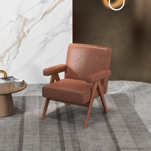 GDFStudio Merry Upholstered Wooden Chair with Handrails - 1 of 4
