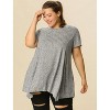 Agnes Orinda Women's Plus Size Ribbed Crew Neck Asymmetrical Hem Flowy Knit Casual Tunic Tops - 2 of 4