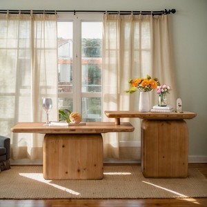 GDFStudio Blake Mid-Century Modern 2 Piece Fir Wood Coffee Table Set - 1 of 4