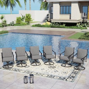 Captiva Designs Outdoor Patio Dining Steel Arm Chairs with Thick Seat and Back Cushions - 1 of 4