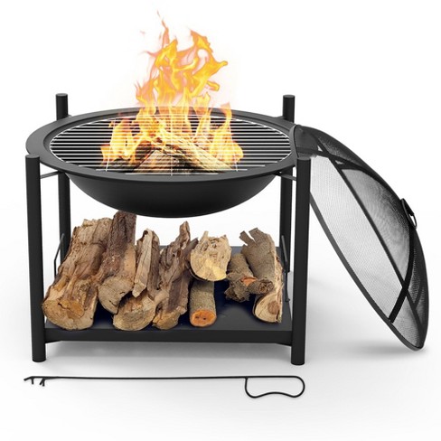 Serenelife Portable Outdoor Wood Fire Pit 2 in 1 Steel Bbq Grill