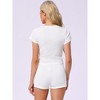 INSPIRE CHIC Women's Cotton Lace Trim Short Sleeve Top and Shorts Pajama Sets - 3 of 4